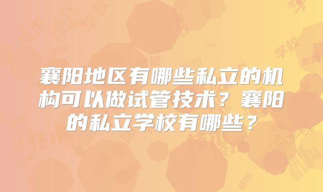 襄阳地区有哪些私立的机构可以做试管技术?襄阳的私立学校有哪些?