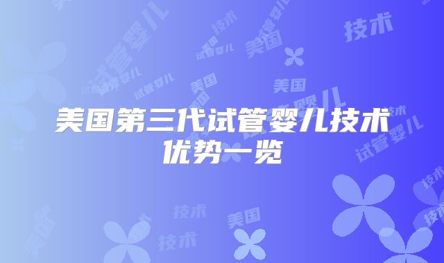 美国第三代试管婴儿技术优势一览