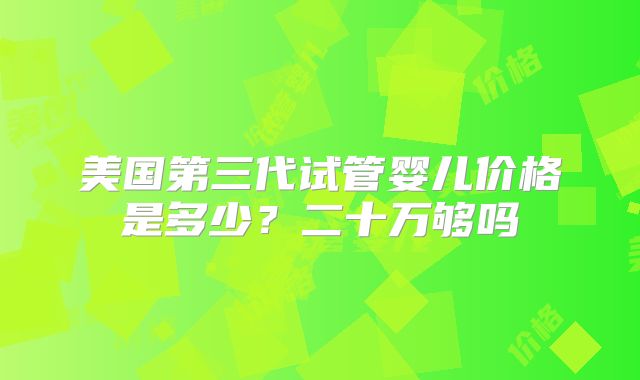 美国第三代试管婴儿价格是多少？二十万够吗