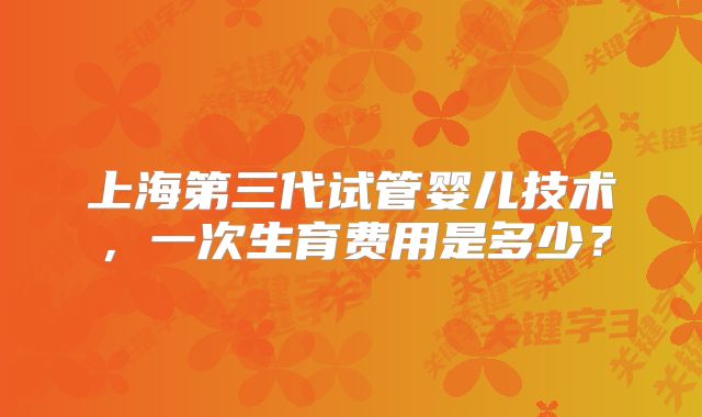 上海第三代试管婴儿技术，一次生育费用是多少？
