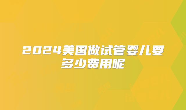 2024美国做试管婴儿要多少费用呢