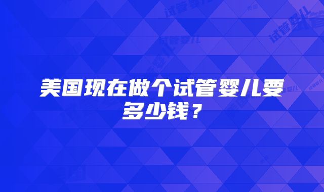 美国现在做个试管婴儿要多少钱？