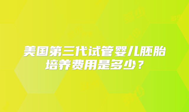 美国第三代试管婴儿胚胎培养费用是多少？