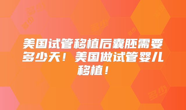 美国试管移植后囊胚需要多少天！美国做试管婴儿移植！