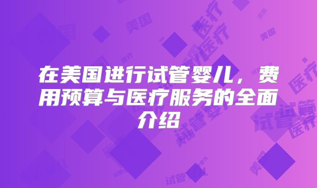 在美国进行试管婴儿,费用预算与医疗服务的全面介绍