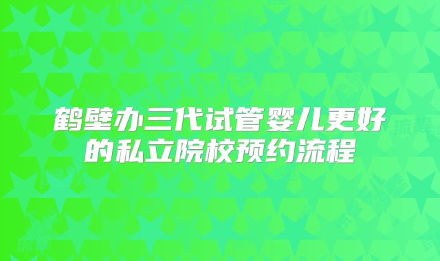 鹤壁办三代试管婴儿更好的私立院校预约流程