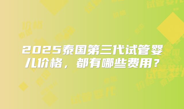 2025泰国第三代试管婴儿价格,都有哪些费用?
