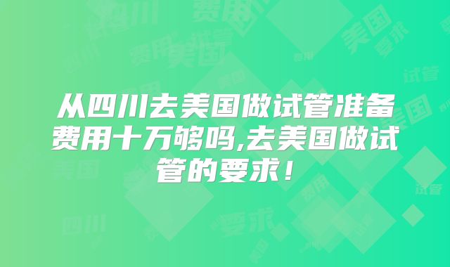 从四川去美国做试管准备费用十万够吗,去美国做试管的要求!