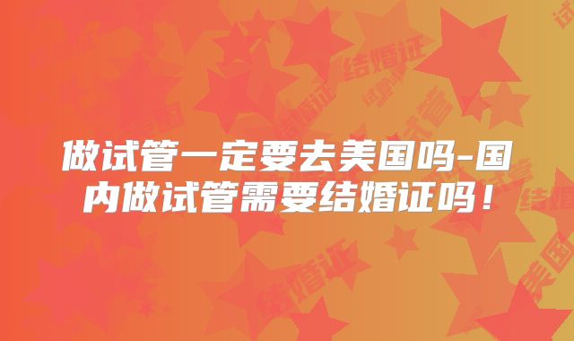 做试管一定要去美国吗-国内做试管需要结婚证吗!