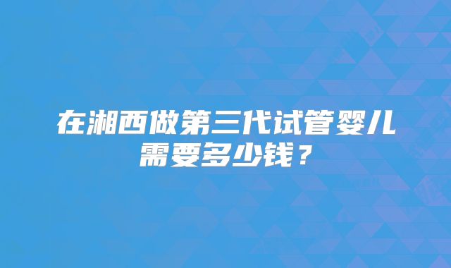 在湘西做第三代试管婴儿需要多少钱？