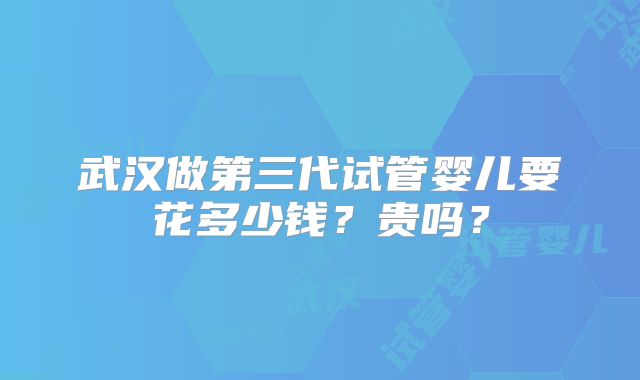 武汉做第三代试管婴儿要花多少钱？贵吗？