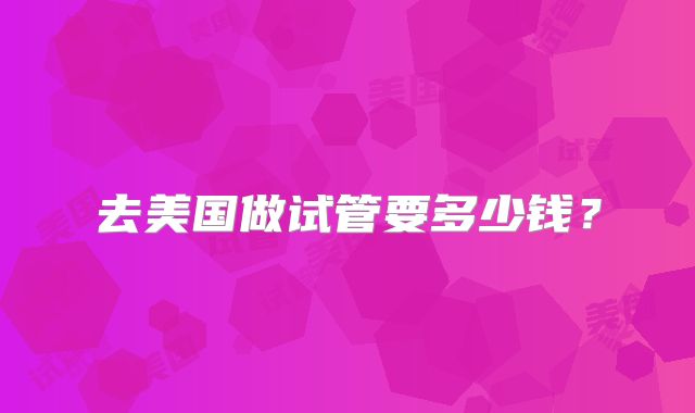 去美国做试管要多少钱？