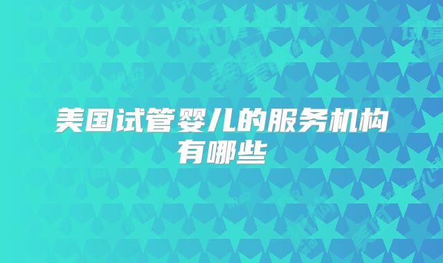 美国试管婴儿的服务机构有哪些