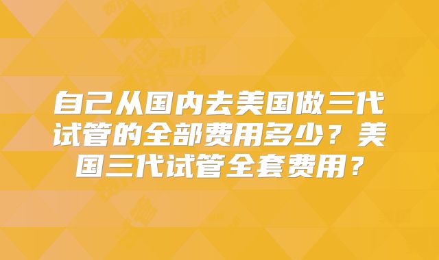 自己从国内去美国做三代试管的全部费用多少？美国三代试管全套费用？