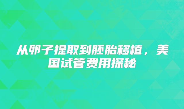 从卵子提取到胚胎移植，美国试管费用探秘