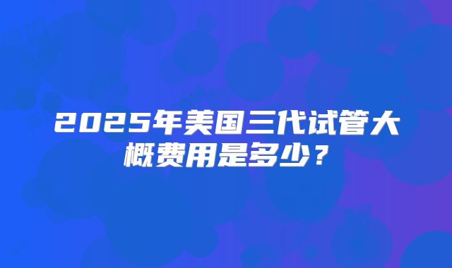 2025年美国三代试管大概费用是多少?