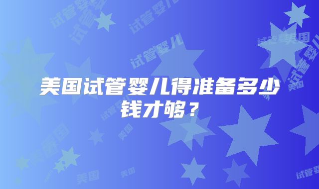美国试管婴儿得准备多少钱才够？