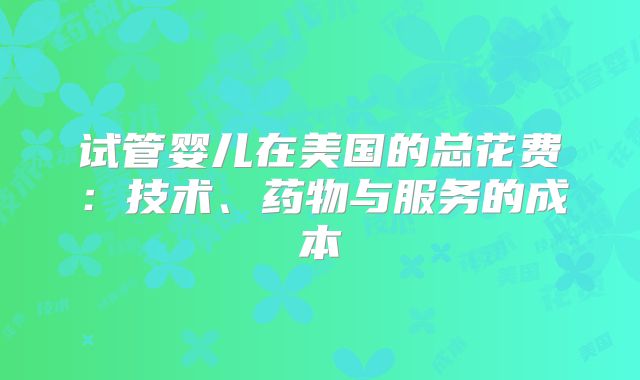 试管婴儿在美国的总花费：技术、药物与服务的成本