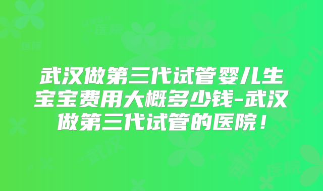 武汉做第三代试管婴儿生宝宝费用大概多少钱-武汉做第三代试管的医院！