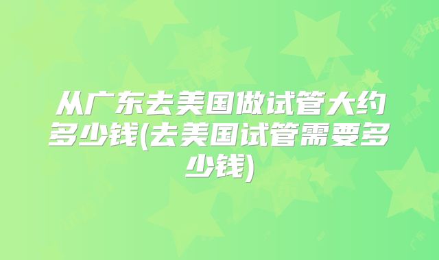 从广东去美国做试管大约多少钱(去美国试管需要多少钱)