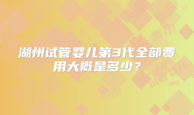 湖州试管婴儿第3代全部费用大概是多少？
