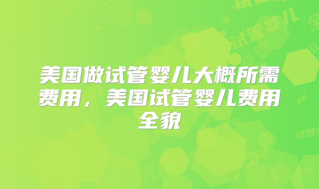 美国做试管婴儿大概所需费用，美国试管婴儿费用全貌