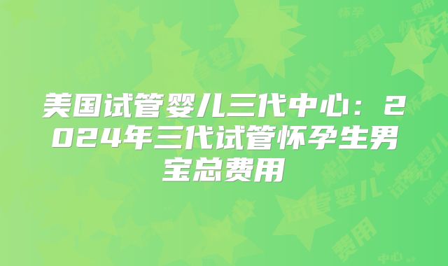 美国试管婴儿三代中心:2024年三代试管怀孕生男宝总费用