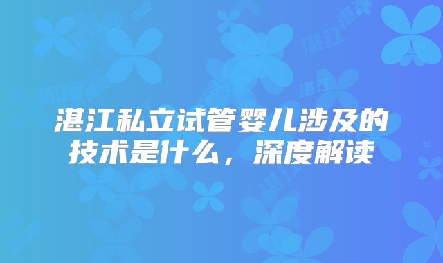 湛江私立试管婴儿涉及的技术是什么，深度解读
