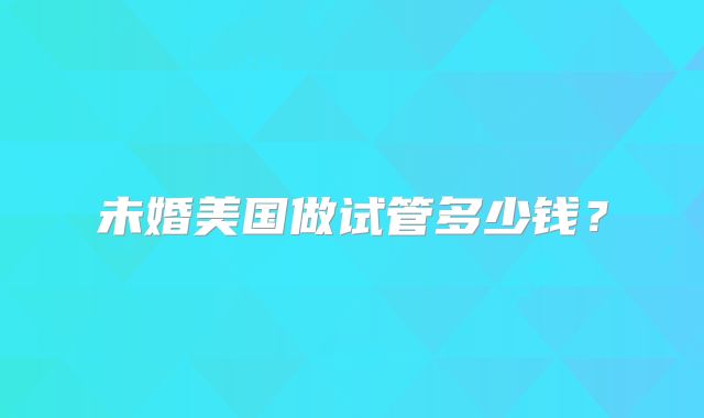 未婚美国做试管多少钱？