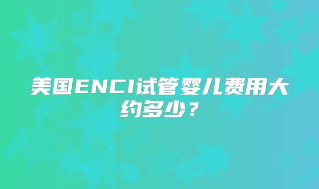 美国ENCI试管婴儿费用大约多少？