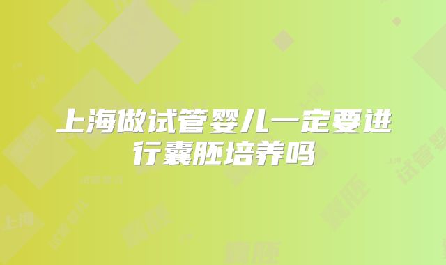 上海做试管婴儿一定要进行囊胚培养吗
