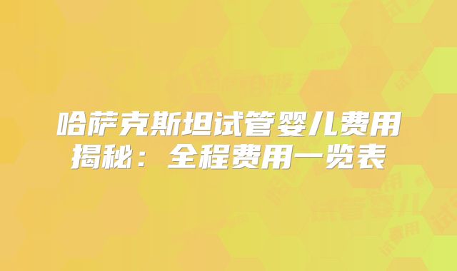 哈萨克斯坦试管婴儿费用揭秘:全程费用一览表