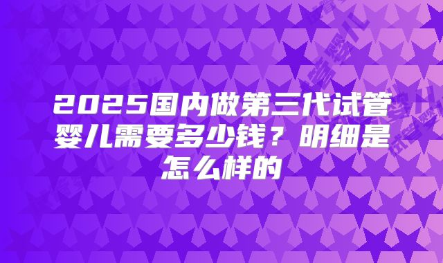 2025国内做第三代试管婴儿需要多少钱？明细是怎么样的