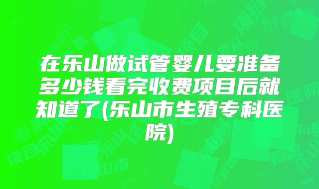 在乐山做试管婴儿要准备多少钱看完收费项目后就知道了(乐山市生殖专科医院)