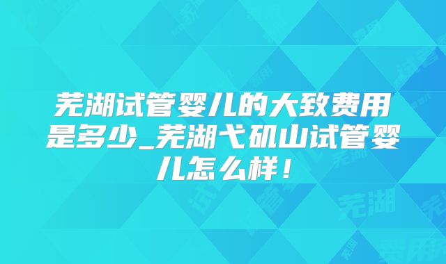 芜湖试管婴儿的大致费用是多少_芜湖弋矶山试管婴儿怎么样!