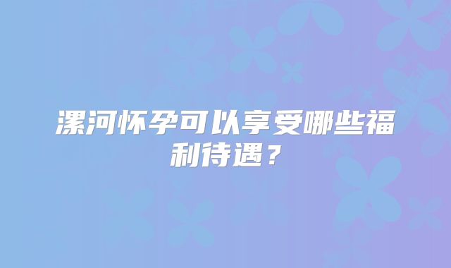 漯河怀孕可以享受哪些福利待遇？