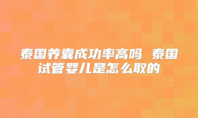 泰国养囊成功率高吗 泰国试管婴儿是怎么取的