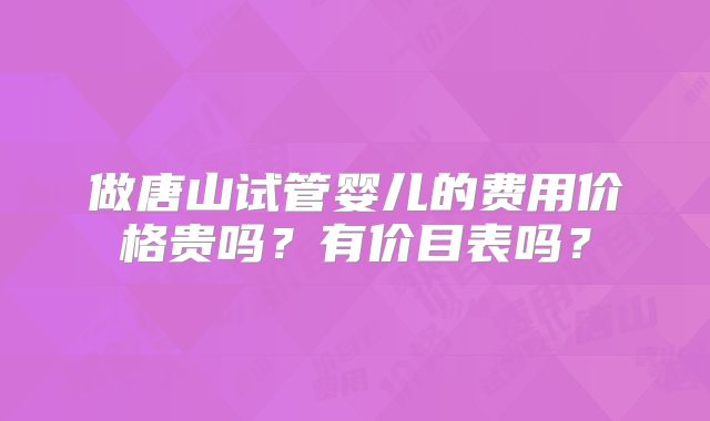 做唐山试管婴儿的费用价格贵吗？有价目表吗？