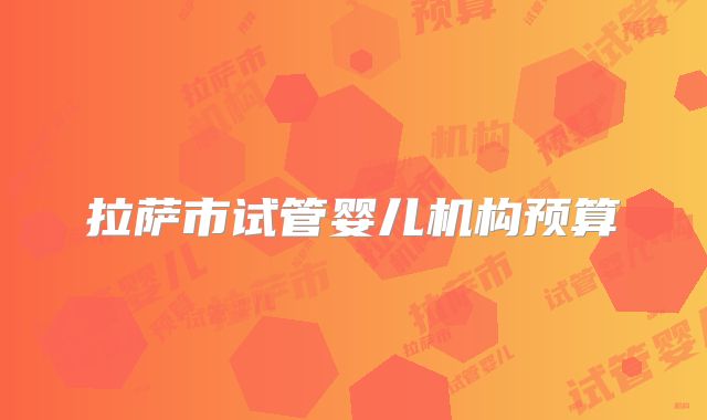 拉萨市试管婴儿机构预算