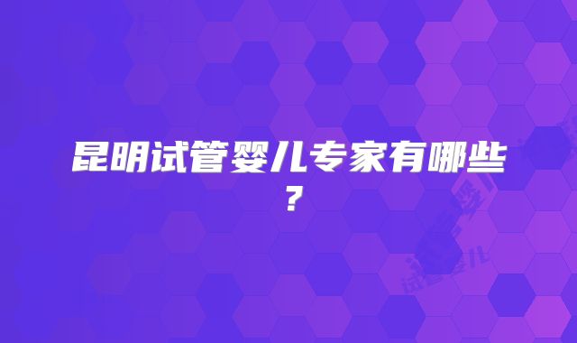 昆明试管婴儿专家有哪些？