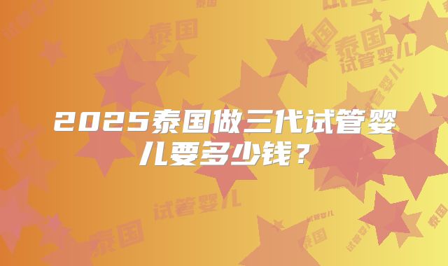 2025泰国做三代试管婴儿要多少钱?