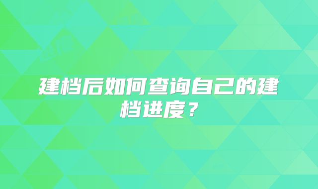 建档后如何查询自己的建档进度？