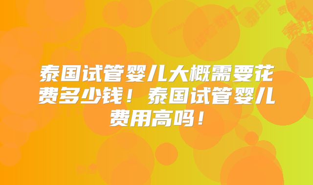 泰国试管婴儿大概需要花费多少钱！泰国试管婴儿费用高吗！