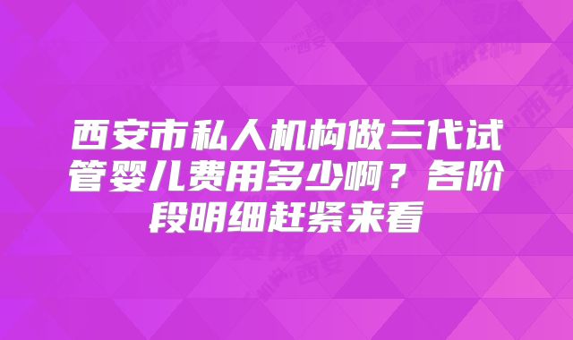 西安市私人机构做三代试管婴儿费用多少啊？各阶段明细赶紧来看