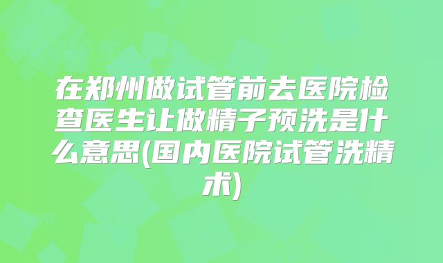 在郑州做试管前去医院检查医生让做精子预洗是什么意思(国内医院试管洗精术)
