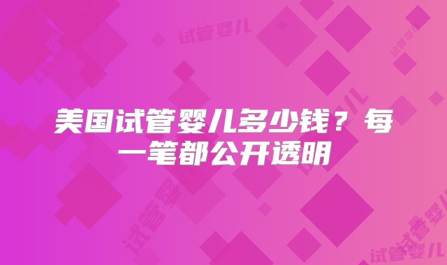 美国试管婴儿多少钱？每一笔都公开透明