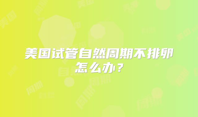 美国试管自然周期不排卵怎么办？