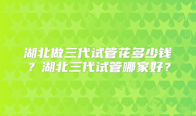 湖北做三代试管花多少钱？湖北三代试管哪家好？
