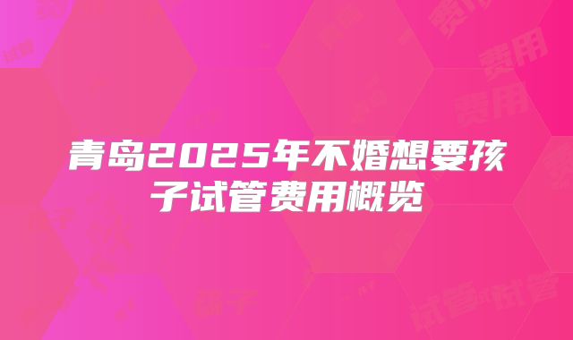 青岛2025年不婚想要孩子试管费用概览