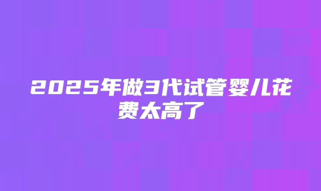 2025年做3代试管婴儿花费太高了